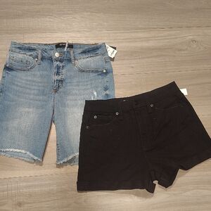 Energie Women's Black Denim Shorts with Light Wash Jean Pair